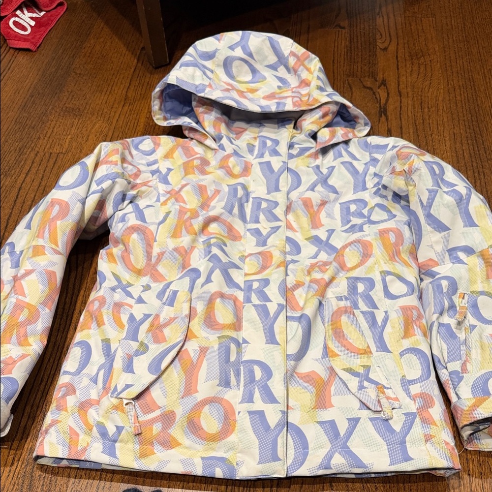 Roxy Girls' Printed Hooded Ski Jacket — Pastel Multi